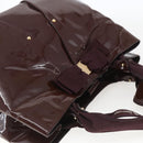 Salvatore Ferragamo Hand Bag Patent leather Brown Gold Auth bs32731-6