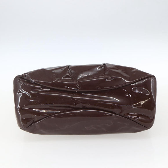 Salvatore Ferragamo Hand Bag Patent leather Brown Gold Auth bs32731