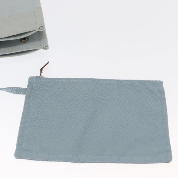 HERMES Bora Bora GM Tote Bag Canvas Light Blue Silver Auth bs32732