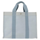 HERMES Bora Bora GM Tote Bag Canvas Light Blue Silver Auth bs32732-13