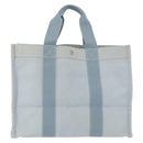 HERMES Bora Bora GM Tote Bag Canvas Light Blue Silver Auth bs32732-2