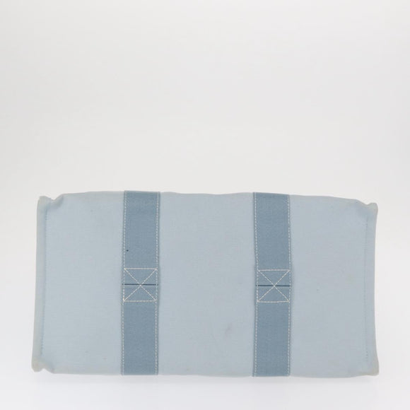 HERMES Bora Bora GM Tote Bag Canvas Light Blue Silver Auth bs32732