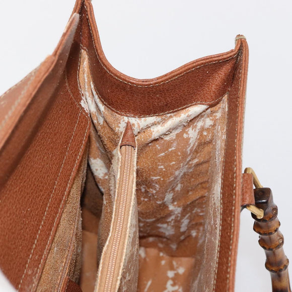 GUCCI Bamboo Hand Bag Leather Brown Gold 002 0260 2615 Auth bs32733