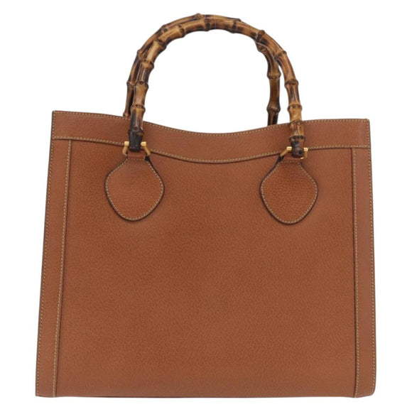 GUCCI Bamboo Hand Bag Leather Brown Gold 002 0260 2615 Auth bs32733