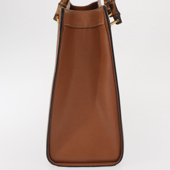 GUCCI Bamboo Hand Bag Leather Brown Gold 002 0260 2615 Auth bs32733