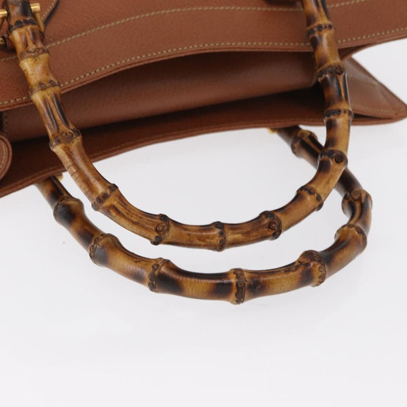 GUCCI Bamboo Hand Bag Leather Brown Gold 002 0260 2615 Auth bs32733