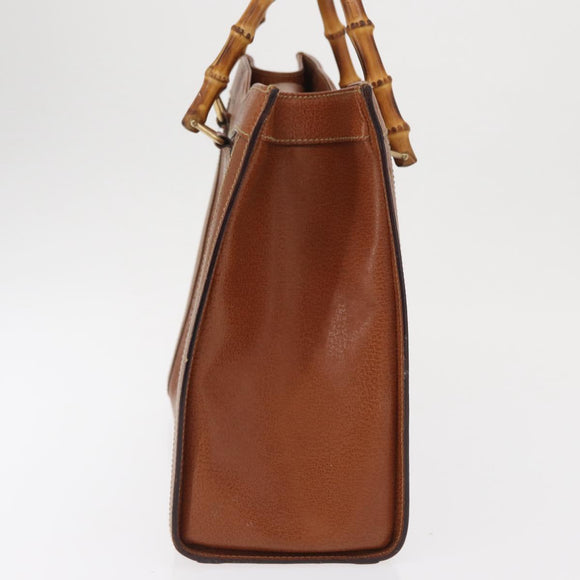 GUCCI Bamboo Hand Bag Leather Brown Gold 002 0260 2615 Auth bs32734