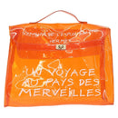 HERMES Vinyl Kelly Hand Bag Vinyl Orange Auth bs32736-13