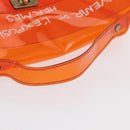 HERMES Vinyl Kelly Hand Bag Vinyl Orange Auth bs32736-7