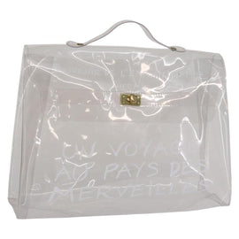 HERMES Vinyl Kelly Hand Bag Vinyl Clear Auth bs32737