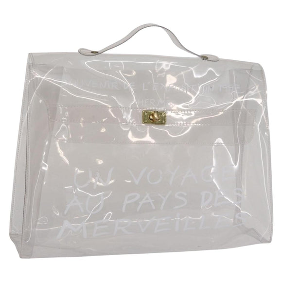 HERMES Vinyl Kelly Hand Bag Vinyl Clear Auth bs32737