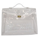 HERMES Vinyl Kelly Hand Bag Vinyl Clear Auth bs32737-2