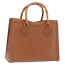 GUCCI Bamboo Tote Bag Leather Brown Gold 002 2853 0260 0 Auth bs32738-1