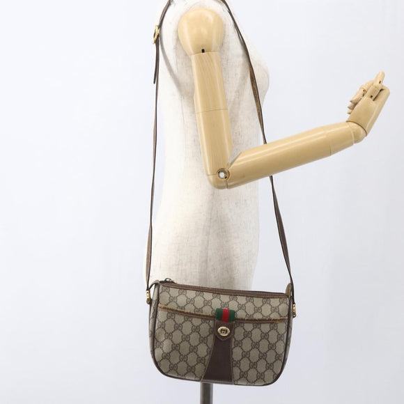 GUCCI GG Supreme Web Sherry Line Bag PVC Beige Gold 89 02 032 Auth bs32739