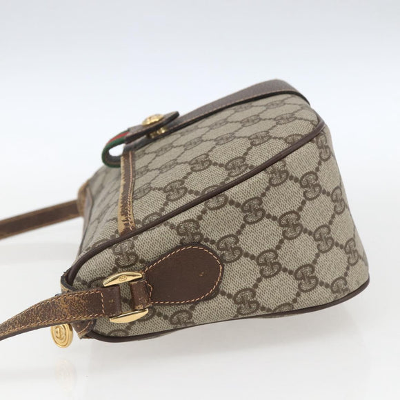 GUCCI GG Supreme Web Sherry Line Bag PVC Beige Gold 89 02 032 Auth bs32739
