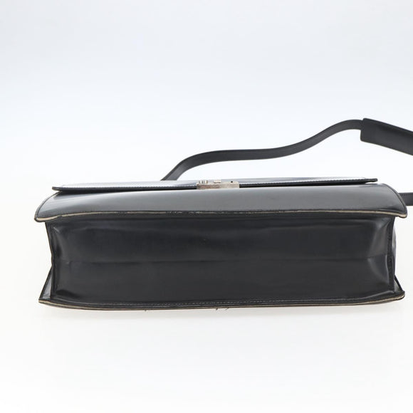 Salvatore Ferragamo Business Bag Leather Black Silver Auth bs32765