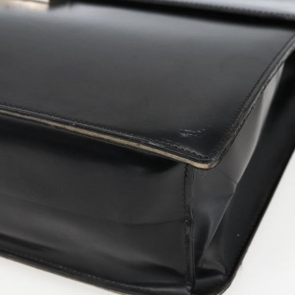 Salvatore Ferragamo Business Bag Leather Black Silver Auth bs32765