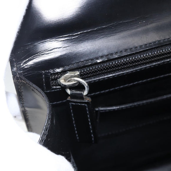 Salvatore Ferragamo Business Bag Leather Black Silver Auth bs32765
