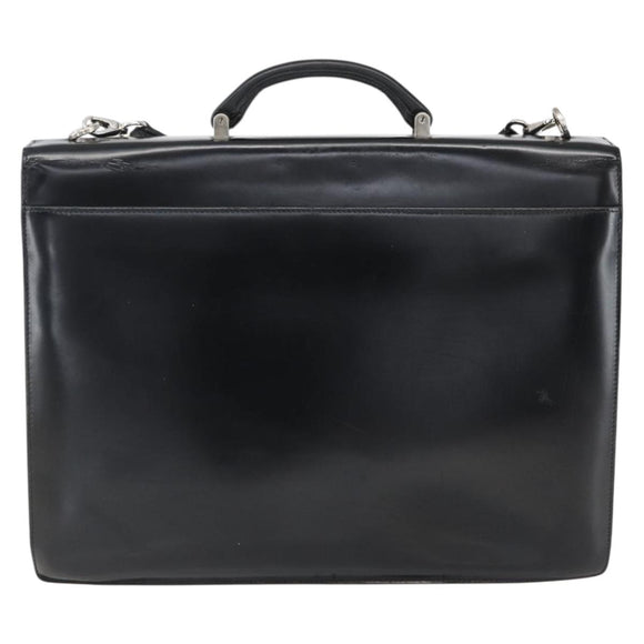 Salvatore Ferragamo Business Bag Leather Black Silver Auth bs32765