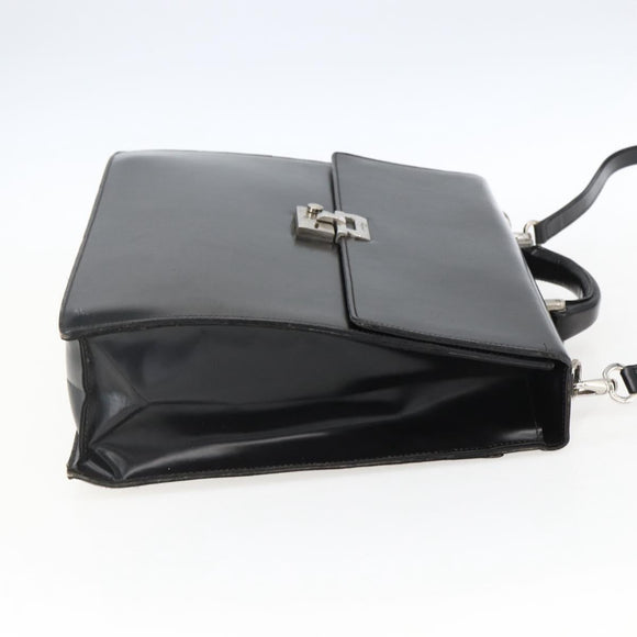 Salvatore Ferragamo Business Bag Leather Black Silver Auth bs32765