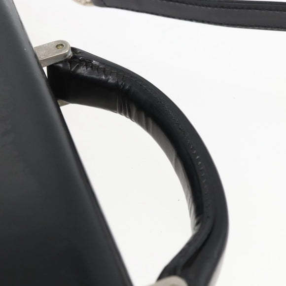 Salvatore Ferragamo Business Bag Leather Black Silver Auth bs32765