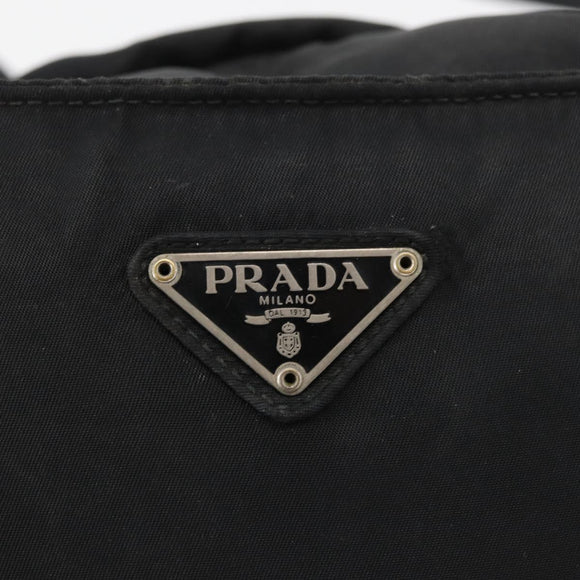 PRADA Tote Bag Nylon Black Silver Auth bs32768