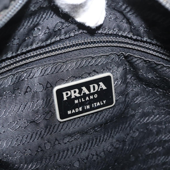 PRADA Tote Bag Nylon Black Silver Auth bs32768