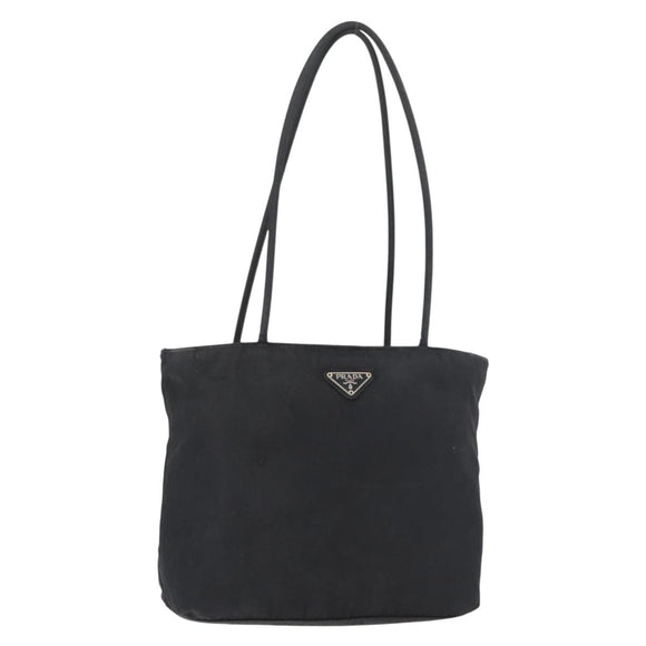 PRADA Tote Bag Nylon Black Silver Auth bs32768