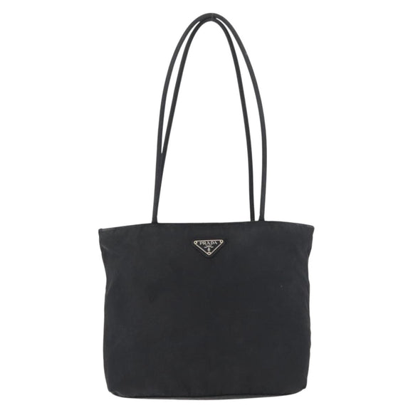 PRADA Tote Bag Nylon Black Silver Auth bs32768