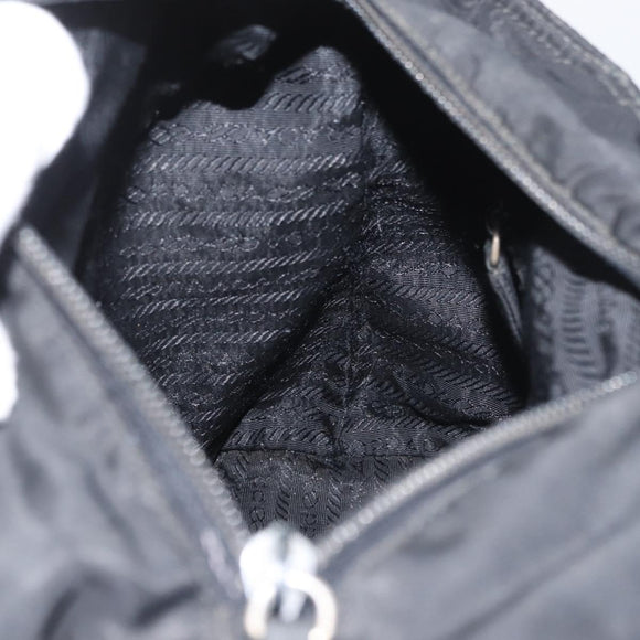 PRADA Tote Bag Nylon Black Silver Auth bs32768