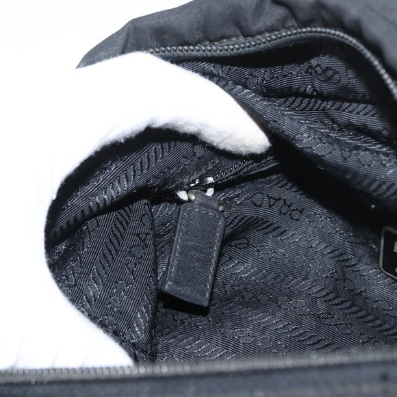 PRADA Tote Bag Nylon Black Silver Auth bs32768