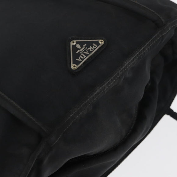 PRADA Tote Bag Nylon Black Silver Auth bs32768