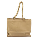 CHANEL Tote Bag Leather Beige Gold CC Auth bs32770-3