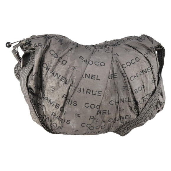 CHANEL Unlimited Shoulder Bag Coated Canvas Silver CC Auth bs32772
