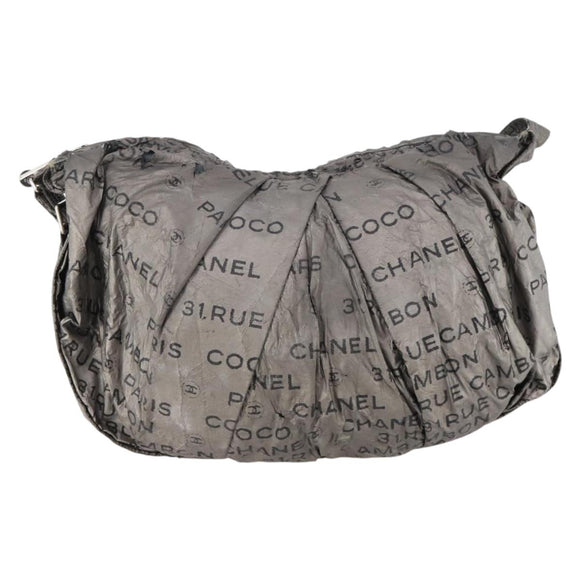 CHANEL Unlimited Shoulder Bag Coated Canvas Silver CC Auth bs32772