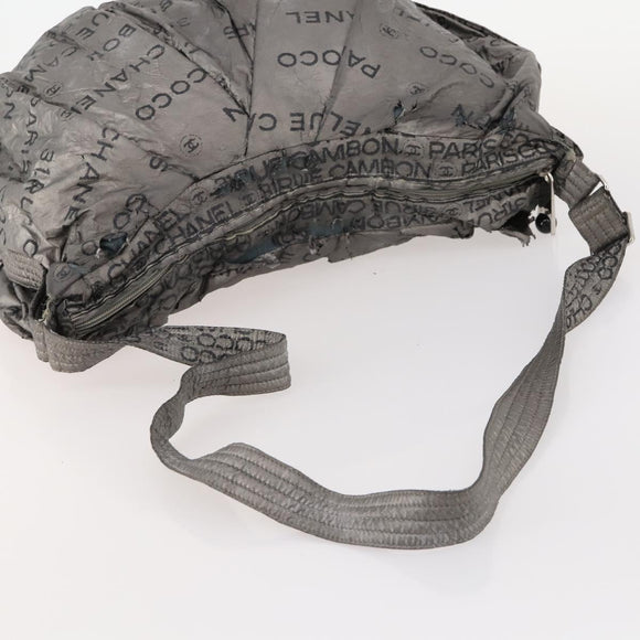 CHANEL Unlimited Shoulder Bag Coated Canvas Silver CC Auth bs32772