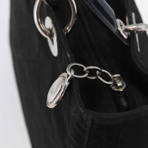 Christian Dior Canage Hand Bag Nylon Black Silver Auth bs32773