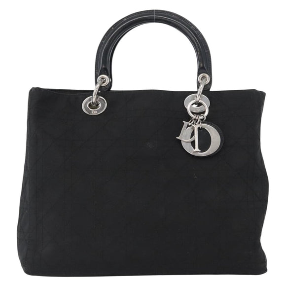 Christian Dior Canage Hand Bag Nylon Black Silver Auth bs32773