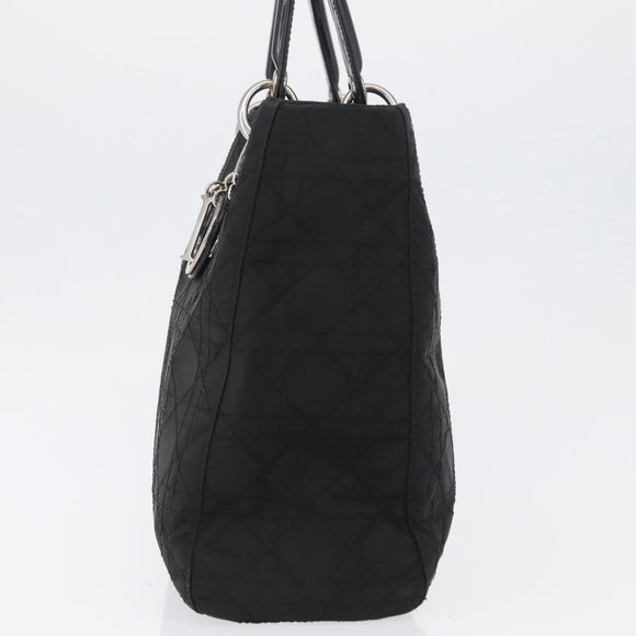 Christian Dior Canage Hand Bag Nylon Black Silver Auth bs32773