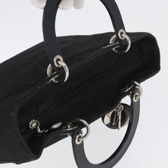 Christian Dior Canage Hand Bag Nylon Black Silver Auth bs32773