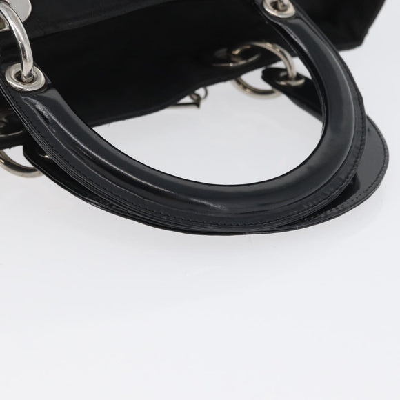 Christian Dior Canage Hand Bag Nylon Black Silver Auth bs32773