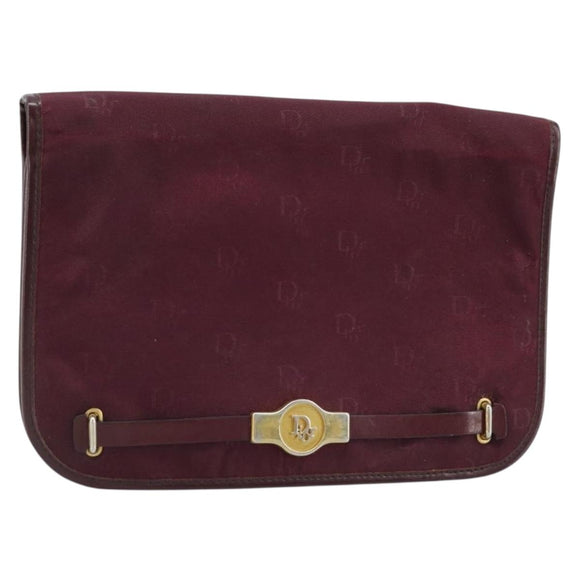 Christian Dior Pouch Canvas Red Gold Auth bs32775