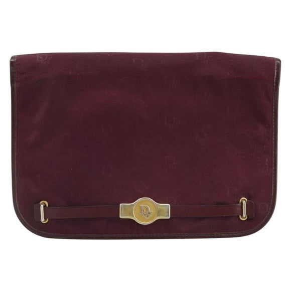 Christian Dior Pouch Canvas Red Gold Auth bs32775