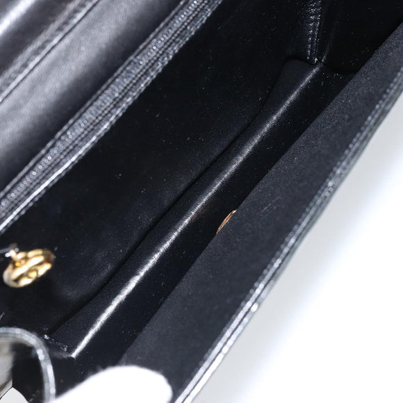 CHANEL Chain Shoulder Bag Patent leather Black Gold CC Auth bs32777