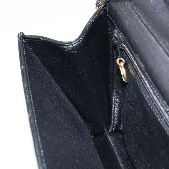CHANEL Chain Shoulder Bag Patent leather Black Gold CC Auth bs32777