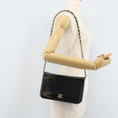CHANEL Chain Shoulder Bag Patent leather Black Gold CC Auth bs32777-21