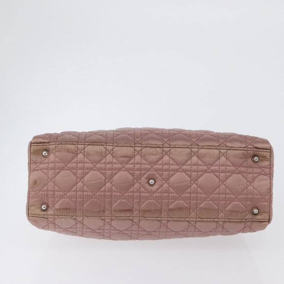 Christian Dior Canage Handtas Nylon Roze Zilver Auth bs32778