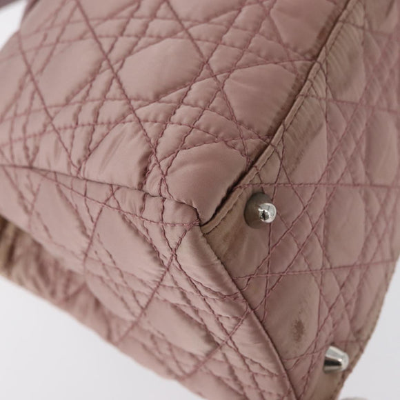 Christian Dior Canage Handtasche Nylon Pink Silber Auth bs32778