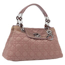 Christian Dior Canage Handtasche Nylon Pink Silber Auth bs32778-1