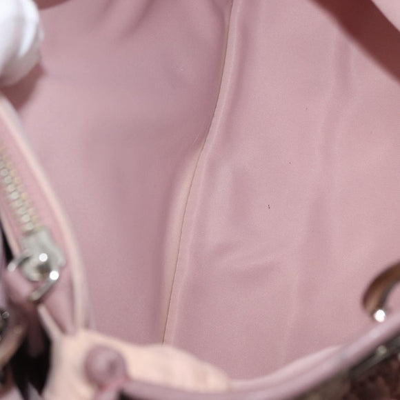 Christian Dior Canage Handtasche Nylon Pink Silber Auth bs32778
